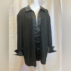 R&M Richards Black Blazer with Satin Lining and Classic Collar